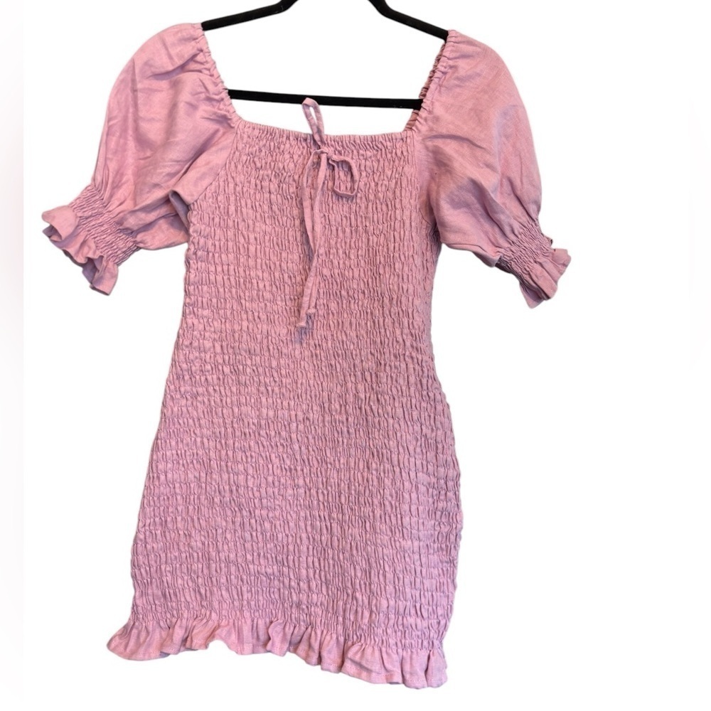 Faithfull the Brand Anthropologie Brand Pink Purple Annibelis Dress Smocked 4 - Picture 2 of 7